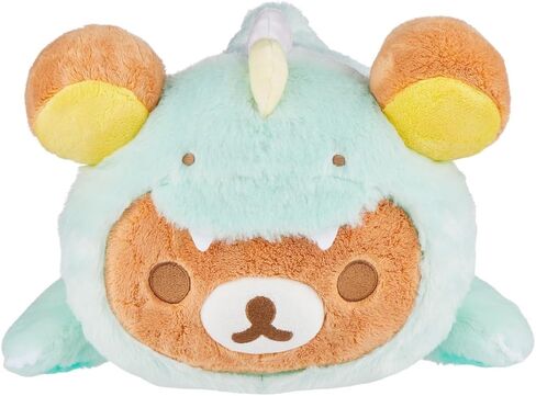 Korilakkuma San-X Original Plays with Dino Laydown Series قطيفة - وردي ناعم - قطيفة 13.5 سم in Kuwait