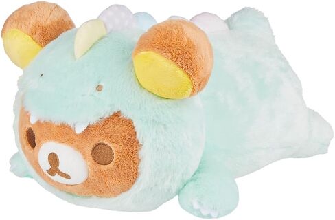 Korilakkuma San-X Original Plays with Dino Laydown Series قطيفة - وردي ناعم - قطيفة 13.5 سم in Kuwait