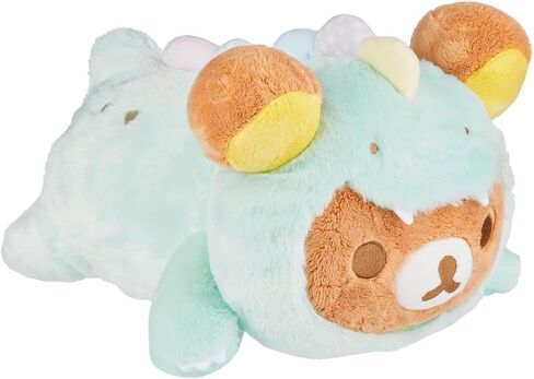 Korilakkuma San-X Original Plays with Dino Laydown Series قطيفة - وردي ناعم - قطيفة 13.5 سم in Kuwait