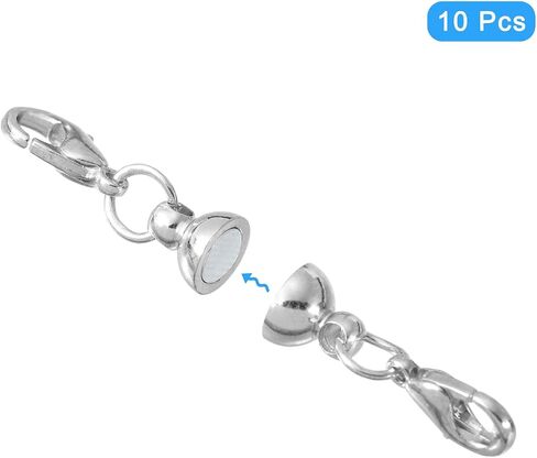 10 قطع من مشابك المجوهرات من uxcell، مشابك كروية للإغلاق مع مشابك جراد البحر لصنع المجوهرات وقلادة السوار (8 مم فضي) in Saudi Arabia