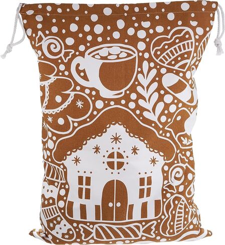 حقيبة هدايا قماشية قابلة لإعادة الاستخدام من MBGBrybelly مكونة من 6 قطع مقاس XL، تصميم بسكويت الزنجبيل - كيس تخزين فاخر من القماش برباط - كبير جدًا مقاس 26 بوصة × 19 بوصة بديل لتغليف العطلات in Kuwait