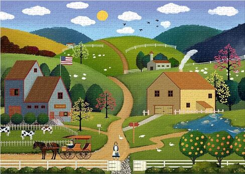 ألغاز NAKBINX Charles Wysocki مكونة من 1000 قطعة - ألغاز مزرعة وادي الثعلب الوردي، مرجع ملصق كبير، هدية مثالية للبالغين والأطفال in Kuwait