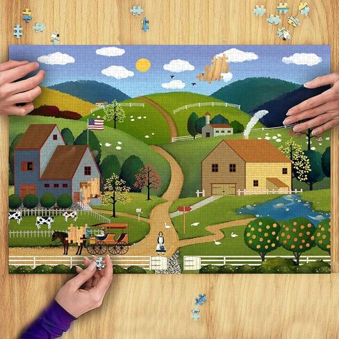 ألغاز NAKBINX Charles Wysocki مكونة من 1000 قطعة - ألغاز مزرعة وادي الثعلب الوردي، مرجع ملصق كبير، هدية مثالية للبالغين والأطفال in Kuwait