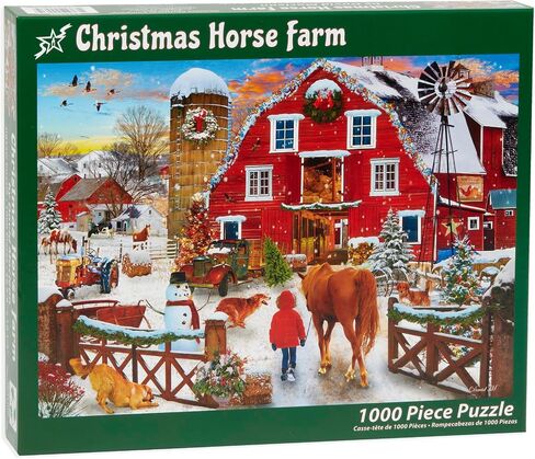 أحجية الصور المقطوعة 'Christmas Horse Farm' من شركة Vermont Christmas Company 1000 قطعة - قطع متشابكة بالكامل وأشكال عشوائية - 26 5/8 بوصة × 19 1/4 بوصة in Saudi Arabia