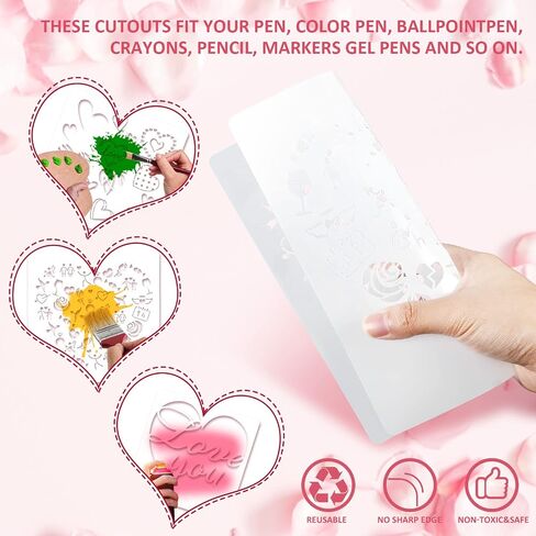 8 Pieces Valentine's Day Stencil Template Heart Painting Stencil Reusable Stencil Drawing Template Set for Valentine's Day DIY Art Notebook Wedding Card Scrapbook, 8 Inch in Saudi Arabia