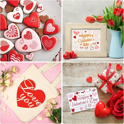 8 Pieces Valentine's Day Stencil Template Heart Painting Stencil Reusable Stencil Drawing Template Set for Valentine's Day DIY Art Notebook Wedding Card Scrapbook, 8 Inch in Saudi Arabia