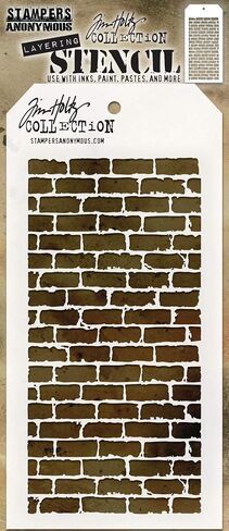 4 Tim Holtz Mixed Media Layered Stencils Set | Brick, Wall, Wood Grain, Stone Pattern | Templates for Arts, Card Making, Journaling, Scrapbooking | by Stampers Anonymous in Saudi Arabia