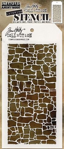 4 Tim Holtz Mixed Media Layered Stencils Set | Brick, Wall, Wood Grain, Stone Pattern | Templates for Arts, Card Making, Journaling, Scrapbooking | by Stampers Anonymous in Saudi Arabia