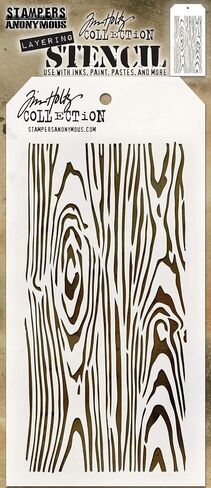 4 Tim Holtz Mixed Media Layered Stencils Set | Brick, Wall, Wood Grain, Stone Pattern | Templates for Arts, Card Making, Journaling, Scrapbooking | by Stampers Anonymous in Saudi Arabia