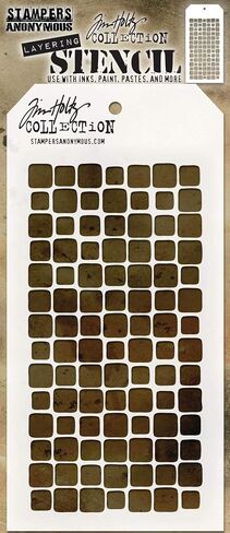 4 Tim Holtz Mixed Media Layered Stencils Set | Brick, Wall, Wood Grain, Stone Pattern | Templates for Arts, Card Making, Journaling, Scrapbooking | by Stampers Anonymous in Saudi Arabia