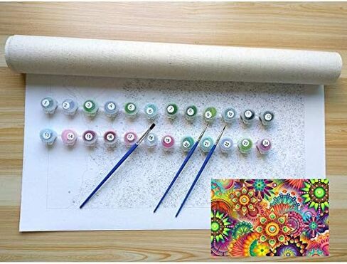 CANDYL DIY الطلاء بالرقم ماندالا DIY الطلاء الزيتي بواسطة مجموعة أرقام للأطفال البالغين الطلاب المبتدئين قماش اللوحة بواسطة الأرقام الفن الحرفية للمنزل جدار ديكور اللوحة كاليدوسكوب 40.64 × 50.8 سم in Kuwait