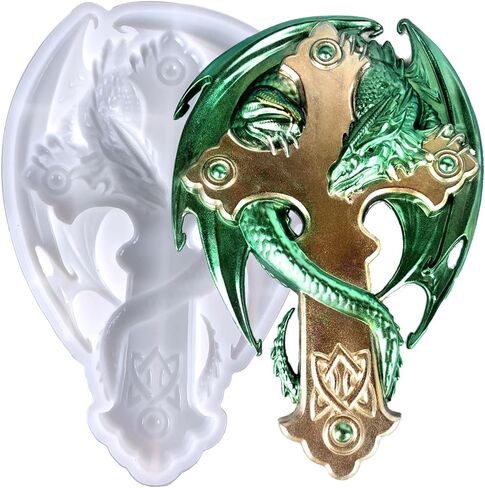 قالب راتنج ثلاثي الابعاد بتصميم تنين كروس، قالب سيليكون لصنع تمثال كبير لخبز الشوكولاتة، قالب صب راتنج ايبوكسي فريد يمكنك تركيبه بنفسك للتعليق على الحائط والباب، هدية للخزانة، ديكور فني للمنزل والمكتب in Kuwait