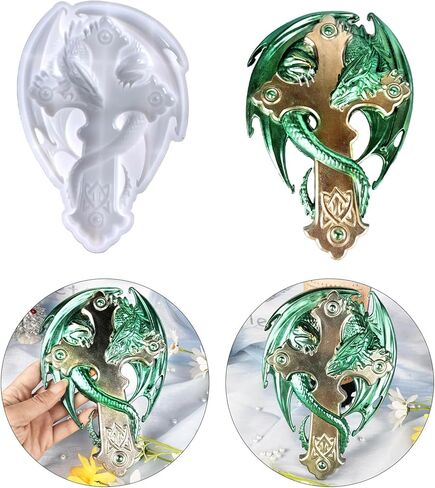 قالب راتنج ثلاثي الابعاد بتصميم تنين كروس، قالب سيليكون لصنع تمثال كبير لخبز الشوكولاتة، قالب صب راتنج ايبوكسي فريد يمكنك تركيبه بنفسك للتعليق على الحائط والباب، هدية للخزانة، ديكور فني للمنزل والمكتب in Kuwait