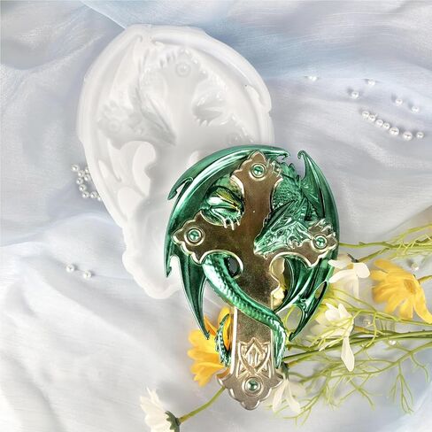 قالب راتنج ثلاثي الابعاد بتصميم تنين كروس، قالب سيليكون لصنع تمثال كبير لخبز الشوكولاتة، قالب صب راتنج ايبوكسي فريد يمكنك تركيبه بنفسك للتعليق على الحائط والباب، هدية للخزانة، ديكور فني للمنزل والمكتب in Kuwait