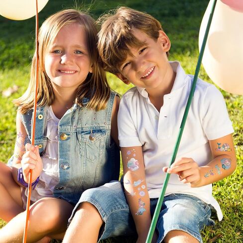 EMOME 220+ أنماط متوهجة + وشم لامع لديكورات عيد ميلاد حورية البحر، وشم الأطفال المؤقت للفتيات حورية البحر تفضل لوازم الحفلات، ديكورات الحفلات تحت عنوان المحيط لملحقات ألعاب حورية البحر in Kuwait