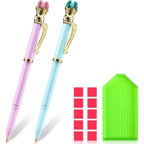 مجموعة ادوات رسم الماس خماسية الابعاد مكونة من 13 قطعة، تتضمن 2 قلم رسم ماسي كريستالي على شكل تاج وقلم حفر مع 10 صلصال غراء للرسم الماسي، صينية بلاستيكية للحرف اليدوية والتطريز in Kuwait