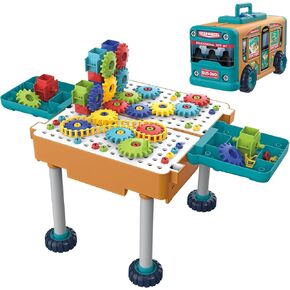 مكعبات بناء Aigitoy للأطفال الصغار 1-3، طاولة مكعبات البناء، تفكيك ألعاب السيارات مع التخزين، كتل بناء التعلم الحسي لمرحلة ما قبل المدرسة ألعاب التوحد مونتيسوري للأطفال الصغار الذين تتراوح أعمارهم بين 3-5 سنوات in Kuwait