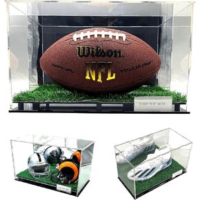Football Shoe Display Case Stand Box Sports Memorabilia Gold Riser Mirrored Showcase Sneakers