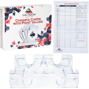 Ever Crescent Supplies Canasta Cards with Point Values, Tray and Score Pads Set. Includes 2 Deck of Cards, Revolving Holder, and 50 Scoring Sheets. in Saudi Arabia