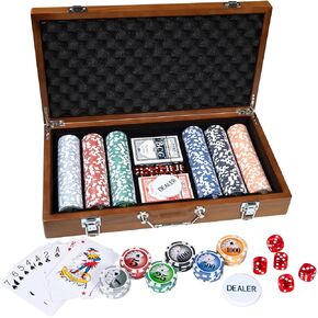 MEIOCION 300pcs Poker Chips Game Set Numbered Poker Chips Delux Chips Case