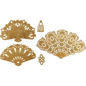 انا جريفين قوالب تقطيع ونقش على شكل مروحة فرنسية - قوالب معدنية مقطوعة ومنبثقة لتزيين البطاقات والحرف الورقية والمشاريع الورقية - قصاصات قصاصات مع ورقة افكار ومجموعة قوالب من 5 قطع in Kuwait