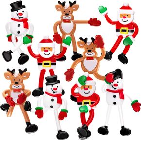 Meooeck 24 Pieces Christmas Holiday Character Christmas Bendable Figures Reindeer Snowman Santa Claus Toy for Christmas Party Favors Classroom Prizes Goodie Bag Stocking Stuffers, 3 Assorted Styles in Saudi Arabia