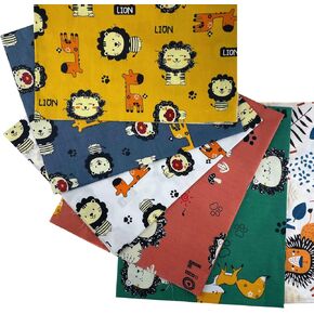 حزم قماش بتصميم اسد فات ارباع للخياطة للاطفال الرضع والاولاد، قماش بنمط حيوانات لطيفة للاطفال مقاس 18 انش × 22 انش (6 قطع) اس زد ار يو اي زد اف زد in Kuwait