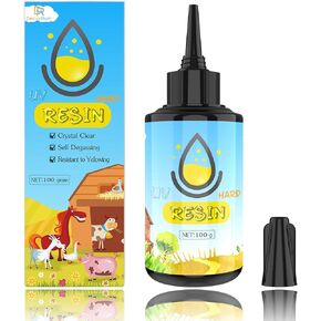 UV Resin - 100g Upgrade Hard Type Glue Transparent Ultraviolet Curing Resin for Jewelry Craft Decoration Making - Crystal Clear Solar Cure Sunlight Activated Resin for Resin Mold, Casting and Coating in Kuwait