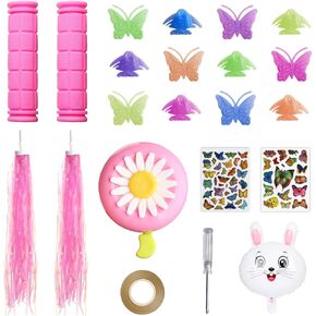 ملحقات دراجة BAPHILE للأطفال البنات زينة الدراجة بما في ذلك مقابض المقود للدراجات الوردي، أشرطة الدراجة الهوائية، الدراجات الهوائية الفراشة، جرس الزهور والملصقات، بالون الأرانب ... in Kuwait