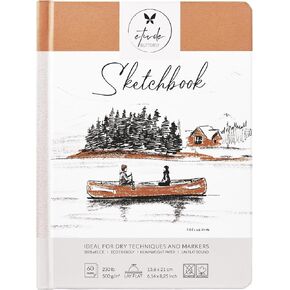 Sketch Book Hardcover 60 Pages Thick 500 GSM / 230 lb Acid Free Paper Lay Flat Bound for Drawing and Sketching 6,14" x 8,25" for Kids and Adults Beginners and Professionals Eco Friendly in Saudi Arabia