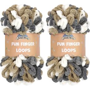 JubileeYarn Fun Finger Loops Yarn - Jumbo Polyester - Team Spirit Colors - 100g/Skein - Black Gold White - 4 Skeins