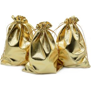 BEAVOING Pack of 50 3.54"x 4.72" Heavy Duty Gold Drawstring Organza Jewelry Pouches Wedding Party Christmas Favor Gift Candy Chocolate Bags (Gold, 3.54x4.72) in Kuwait