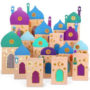 Kesote 30CT Eid Mubarak Gift Bags Treat Bags with Moon & Star Sealing Stickers, Ramadan Themed Party Favor Bags DIY Brown Paper Bags