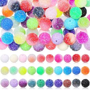 80 Pcs Rhinestone Beads for Pens Making Jewelry Sugar Bead for Bracelets Round Disco Ball Bubblegum Mixed Color Round Crystal Beads(Assorted Color,12 mm)