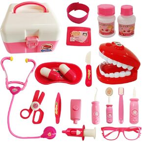 Hechify 20Pcs Doctor Kit Toy for Toddler,Preschool Pretend Play Medical Kit Doctor Bag Denture Toys,Doctor Set for Girls Boys and Kids to Play The Role of Doctor Ages 3+ in Kuwait