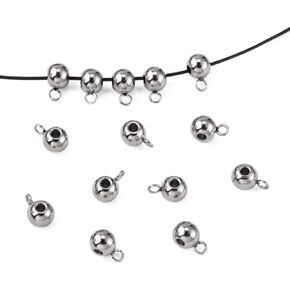 DanLingJewelry 200 قطعة من الخرز الدائري من الفولاذ المقاوم للصدأ حامل الخرز قلادة شماعات الكفالة تناسب السوار الأوروبي (لون الفولاذ المقاوم للصدأ - 9 × 5 × 6 مم، الفتحة: 2 مم)