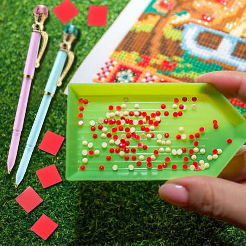 مجموعة ادوات رسم الماس خماسية الابعاد مكونة من 13 قطعة، تتضمن 2 قلم رسم ماسي كريستالي على شكل تاج وقلم حفر مع 10 صلصال غراء للرسم الماسي، صينية بلاستيكية للحرف اليدوية والتطريز in Kuwait