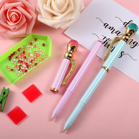 مجموعة ادوات رسم الماس خماسية الابعاد مكونة من 13 قطعة، تتضمن 2 قلم رسم ماسي كريستالي على شكل تاج وقلم حفر مع 10 صلصال غراء للرسم الماسي، صينية بلاستيكية للحرف اليدوية والتطريز in Kuwait