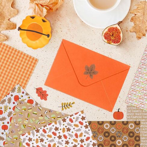 PUIKSXER الخريف ورق القصاصات 6 × 6 ''، 24 ورقة عيد الشكر نمط ورقة حزمة من جانب واحد اليقطين القيقب يترك ورقة الحرف الزخرفية لصنع بطاقة غير المرغوب فيه مجلة ديكور الحزب in Kuwait