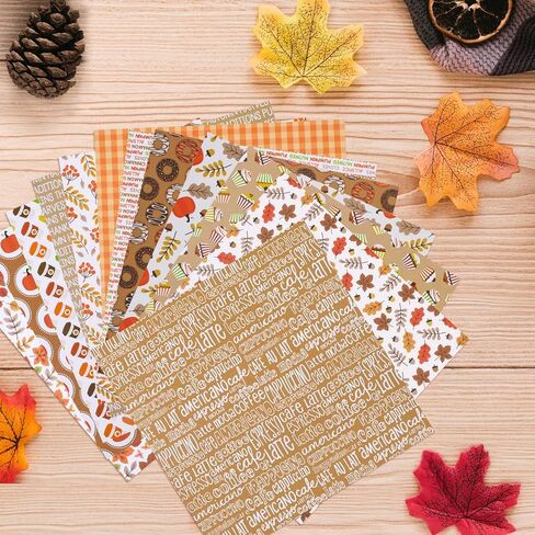 PUIKSXER الخريف ورق القصاصات 6 × 6 ''، 24 ورقة عيد الشكر نمط ورقة حزمة من جانب واحد اليقطين القيقب يترك ورقة الحرف الزخرفية لصنع بطاقة غير المرغوب فيه مجلة ديكور الحزب in Kuwait