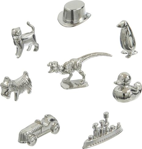 8-Pack Replacement Pawns Compatible with Monopoly - T-Rex, Terrier, Race Car, Top Hat, Battleship, Cat, Duck, Penguin - New Edition Metal Classic Board Game Tokens - Replace Lost or Broken Pieces in Saudi Arabia