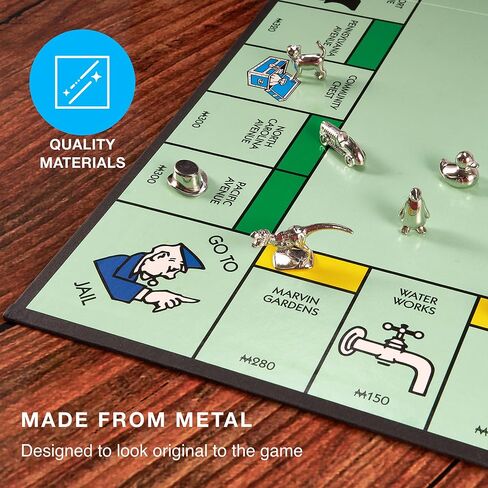 8-Pack Replacement Pawns Compatible with Monopoly - T-Rex, Terrier, Race Car, Top Hat, Battleship, Cat, Duck, Penguin - New Edition Metal Classic Board Game Tokens - Replace Lost or Broken Pieces in Saudi Arabia