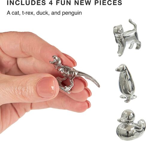 8-Pack Replacement Pawns Compatible with Monopoly - T-Rex, Terrier, Race Car, Top Hat, Battleship, Cat, Duck, Penguin - New Edition Metal Classic Board Game Tokens - Replace Lost or Broken Pieces in Saudi Arabia
