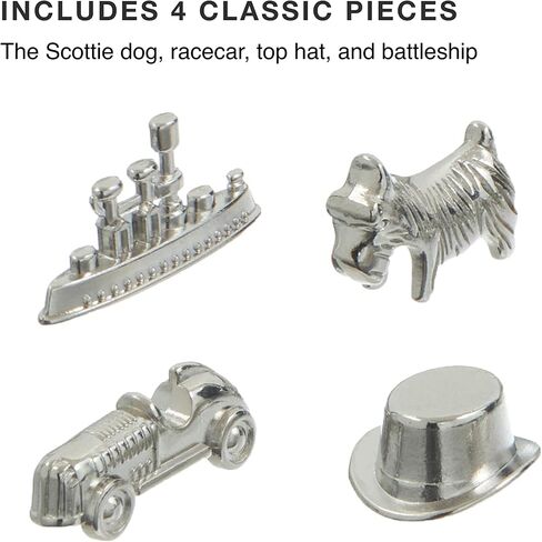 8-Pack Replacement Pawns Compatible with Monopoly - T-Rex, Terrier, Race Car, Top Hat, Battleship, Cat, Duck, Penguin - New Edition Metal Classic Board Game Tokens - Replace Lost or Broken Pieces in Saudi Arabia