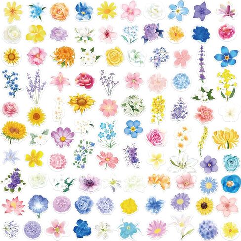 ملصقات الزهور ملصقات الأزهار للماء لمخطط سجل القصاصات 100 قطعة in Kuwait