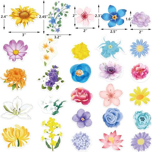 ملصقات الزهور ملصقات الأزهار للماء لمخطط سجل القصاصات 100 قطعة in Kuwait