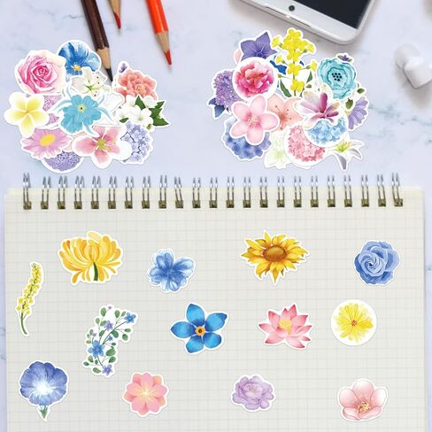 ملصقات الزهور ملصقات الأزهار للماء لمخطط سجل القصاصات 100 قطعة in Kuwait