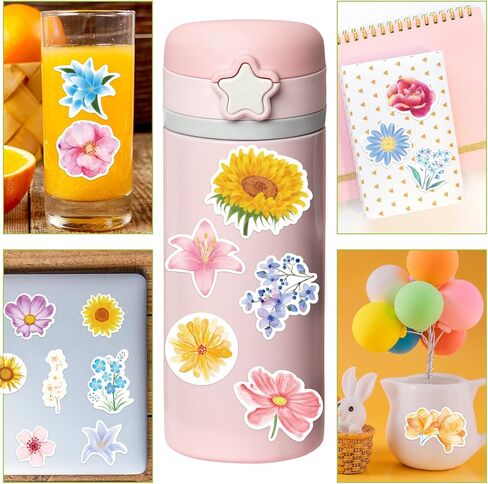 ملصقات الزهور ملصقات الأزهار للماء لمخطط سجل القصاصات 100 قطعة in Kuwait