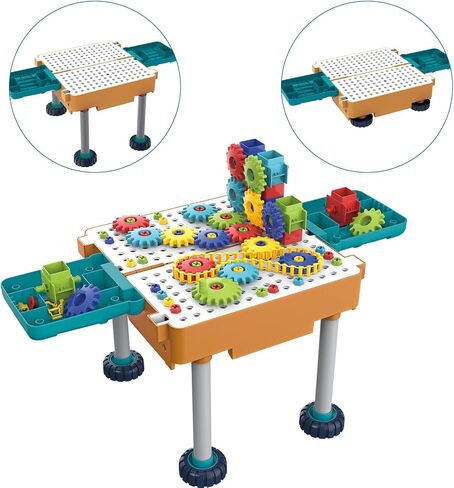 مكعبات بناء Aigitoy للأطفال الصغار 1-3، طاولة مكعبات البناء، تفكيك ألعاب السيارات مع التخزين، كتل بناء التعلم الحسي لمرحلة ما قبل المدرسة ألعاب التوحد مونتيسوري للأطفال الصغار الذين تتراوح أعمارهم بين 3-5 سنوات in Kuwait