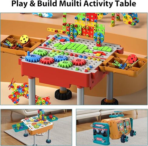 مكعبات بناء Aigitoy للأطفال الصغار 1-3، طاولة مكعبات البناء، تفكيك ألعاب السيارات مع التخزين، كتل بناء التعلم الحسي لمرحلة ما قبل المدرسة ألعاب التوحد مونتيسوري للأطفال الصغار الذين تتراوح أعمارهم بين 3-5 سنوات in Kuwait